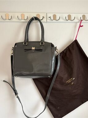 kate spade Gray Patent Satchel with Bow Accent and dust bag